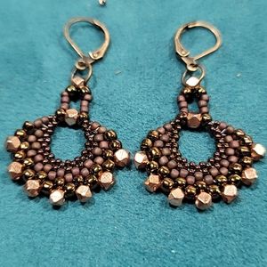Hand Made Boho Copper Fan Earrings
